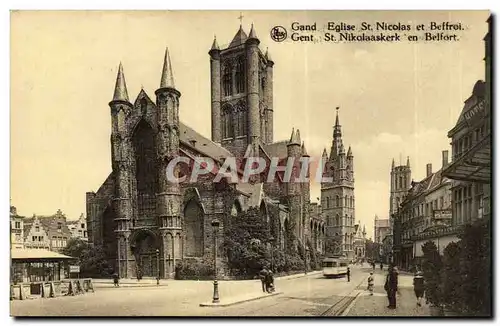 Cartes postales Gand Eglise St Nicolas et beffroi