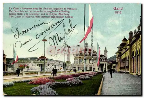 Cartes postales Gand 1913 Cour d&#39honneur avec les sections anglaise et francaise