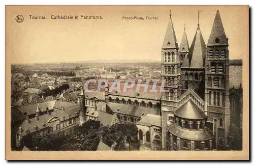 Cartes postales Belgique Tournai Cathedrale et panorama
