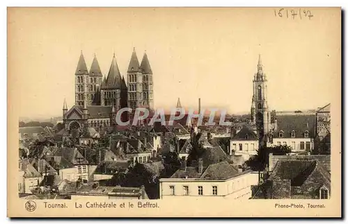 Cartes postales Belgique Tournai Cathedrale et beffroi