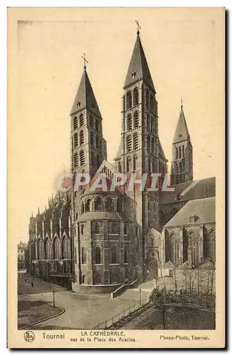 Cartes postales Belgique Tournai la cathedrale vue de la place des Acacias