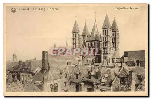 Ansichtskarte AK Belgique Tournai les cinq clochers