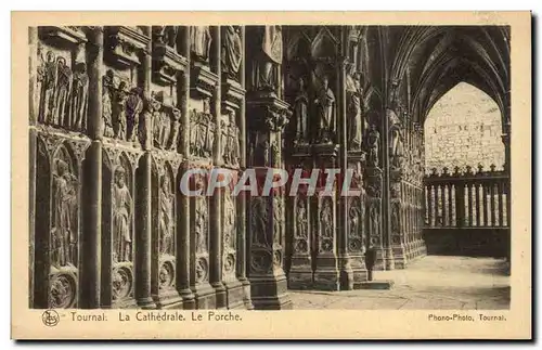 Cartes postales Belgique Tournai La cathedrale le porche
