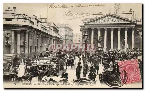 Moderne Karte Great Britain Londres London The royal Exchange and Bank of England