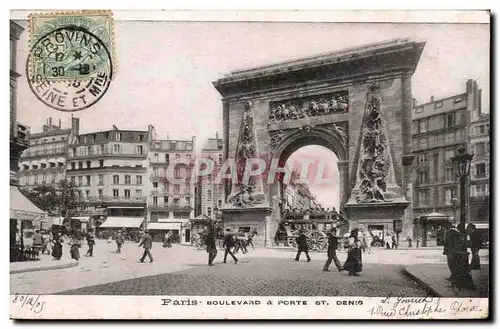 Cartes postales Paris Boulevard et porte St Denis