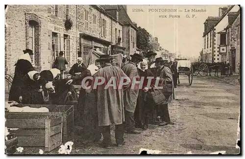 Pontorson Cartes postales Le marche aux porcs Cochons TOP