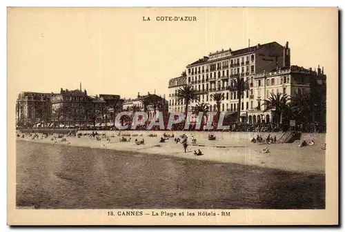 Cartes postales Cannes la plage et les hotels