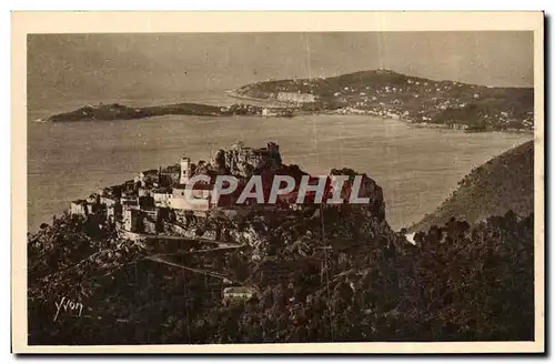 Cartes postales Eze Vue generale du village prise de la route de la grande corniche de Nice a Menton