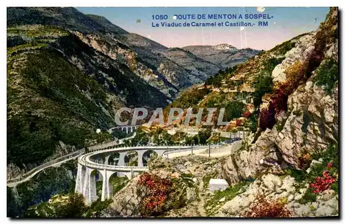 Cartes postales Route de Menton a Sospel le viaduc de caramel et Castillon