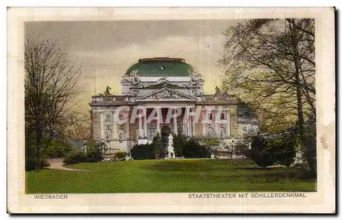 Cartes postales Wiesbaden Staatstheatre mit Schillerdenkmal