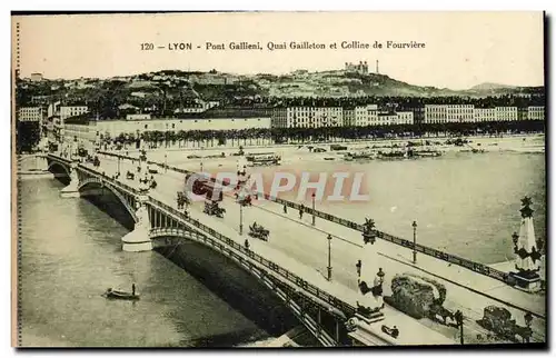 Ansichtskarte AK Lyon Pont Gallieni Quai Gailleton et colline de Fourviere