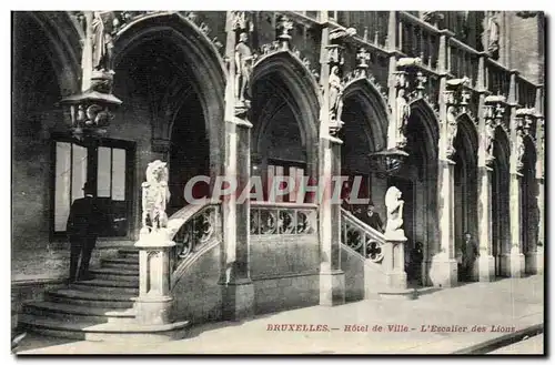 Cartes postales Bruxelles Hotel de ville L&#39escalier des lions
