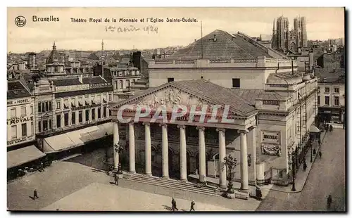Cartes postales Bruxelles Theatre royal de la monnaie et Eglise Sainte Gudule