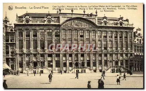 Cartes postales Bruxelles Grand place Maions de la Bourse Metier de 4 couronnes Pot d'etain Maison des Charpe
