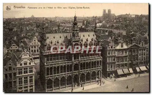 Cartes postales Bruxelles Panorama pris de l&#39Hotel de ville vers l&#39eglise Sainte Gudule