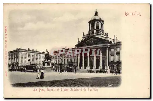 Belgie Belgique Bruxelles Ansichtskarte AK la place royale et statue Godefroid de Bouillon