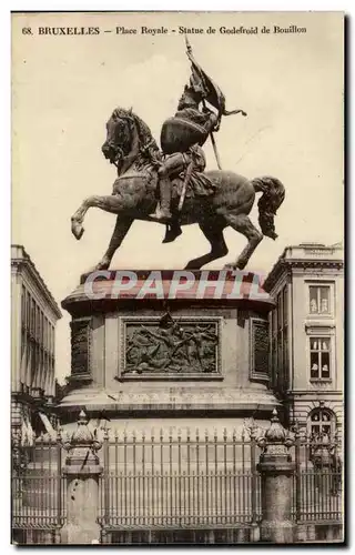 Belgie Belgique Bruxelles Cartes postales Place royale Statue de Godefroid de Bouillon