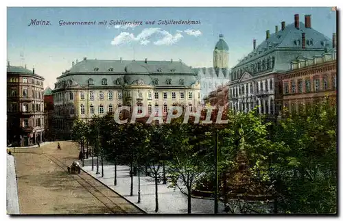 Cartes postales Mainz Gouvernement mit Schillerplatz und Schillerdenkmal