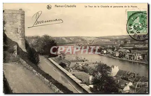 Cartes postales Namur citadelle La tour de la citadelle et panorama de la Meuse