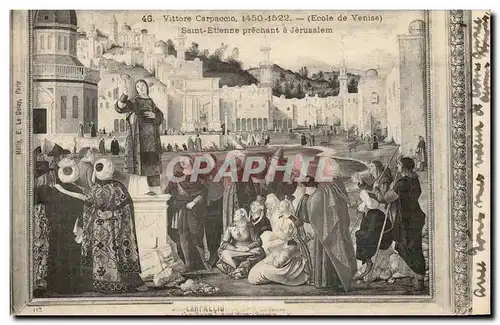 Italie Italia Cartes postales Vittore Carpaccio Ecole de Venise Saint Etienne prechant a Jerusalem