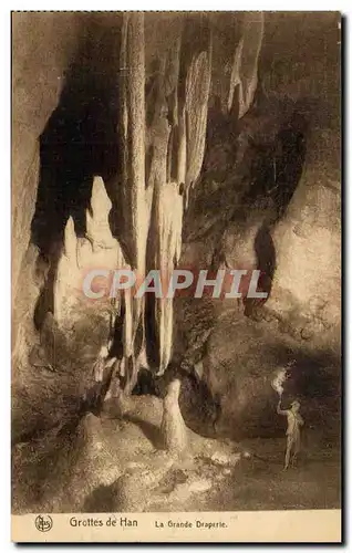 Cartes postales Belgique Grottes de Han La grande draperie