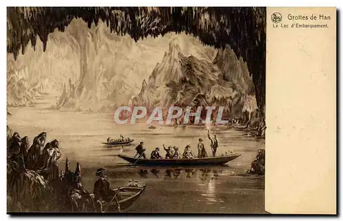 Ansichtskarte AK Belgique Grottes de Han Le lac d&#39embarquement