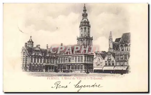Cartes postales Belgique Furnes Hotel de ville et le tribunal