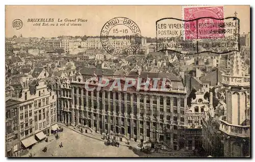 Cartes postales Belgique Bruxelles La grand place cote est vu a vol d'oiseau