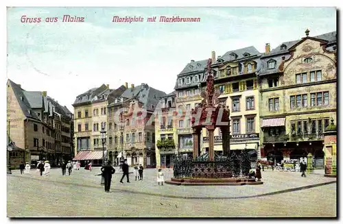 Cartes postales Gruss aux mainz Marktplatz mit Marktbrunnen