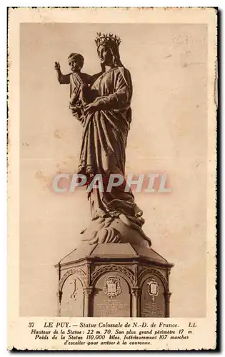 Cartes postales Le Puy Statue fondue avec le bronze des canons pris a Sebastopol