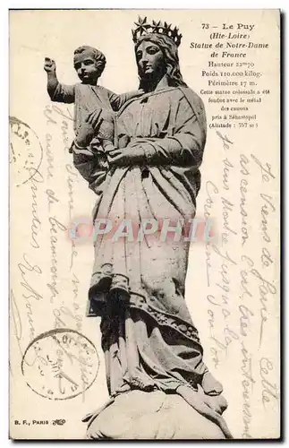 Cartes postales Le Puy Statue de Notre Dame de France