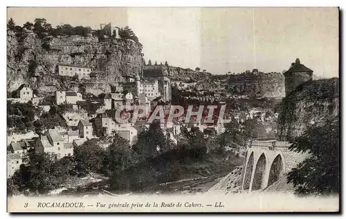 Cartes postales Rocamadour Vue generale prise de la route de Cahors