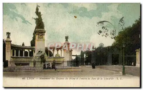 Lyon Cartes postales monument des enfants du Rhone et l&#39entree du parc de la Tete d&#39or