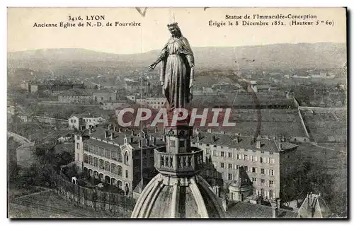 Lyon Ansichtskarte AK Ancienne eglise de ND de Fourviere Statue de l&#39immaculee conception