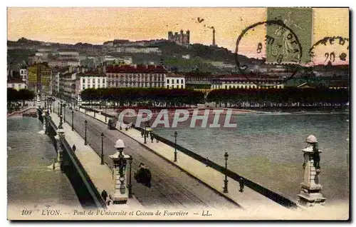 Lyon Cartes postales Pont de l&#39universite et coteau de Fourviere