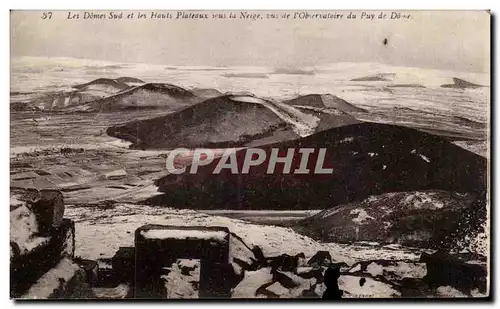 Ansichtskarte AK Les Domes Sud et les hauts plateaux sous la neige vus de l&#39observatoire du Puy de Dome