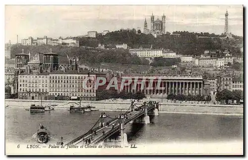 Cartes postales Lyon Palais de Justice et coteau de Fourviere