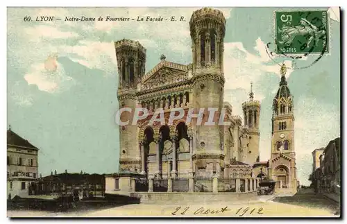 Cartes postales Lyon Notre Dame de Fourviere La facade