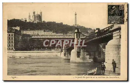 Cartes postales Lyon Le pont du palais et la colline de Fourviere