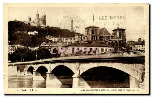 Lyon Cartes postales Le pont Tilsitt la cathedrale Saint Jean et Fourviere