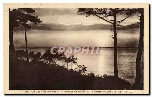 Cartes postales Arcachon Coucher de soleil sur le bassin vu des Abtailles