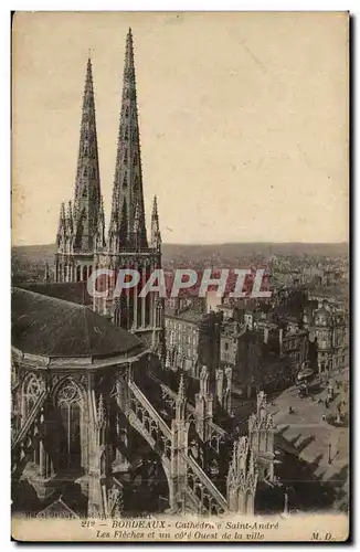 Cartes postales Bordeaux CAthedrale St Andre Les fleches et un cote Ouest de la ville