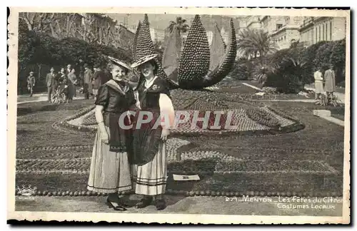 Cartes postales Menton Les fetes du citron Costumes locaux Folklore