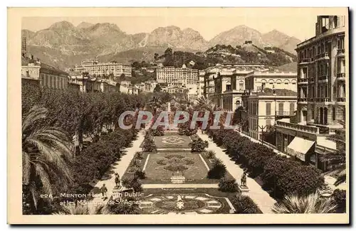 Cartes postales Menton Jardin public et les montagnes St agnes