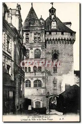 Loches Cartes postales L&#39hotel de ville et la porte Picoys