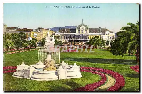 Nice Cartes postales Jardins des palmiers et le casino