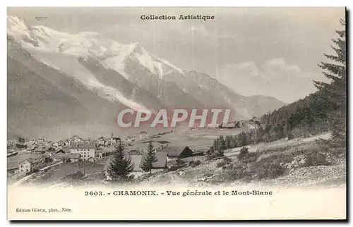 Cartes postales Chamonix Vue generale et le Mont Blanc