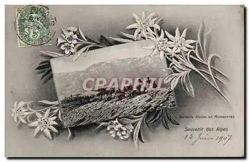 Cartes postales Batterie alpine en manoeuvres Souvenir de Alpes Militaria