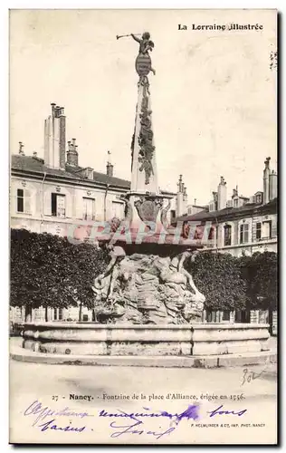 Cartes postales Nancy Fontaine de la place d&#39Alliance erigee en 1756