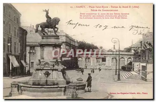 Nancy Ansichtskarte AK Place Saint Epvre Statue de Rene II Palais du gouvernement